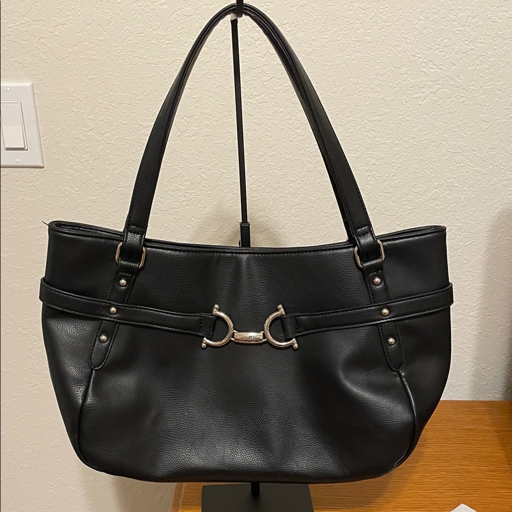 Nine West Black Shoulder Bag with Silver Accents